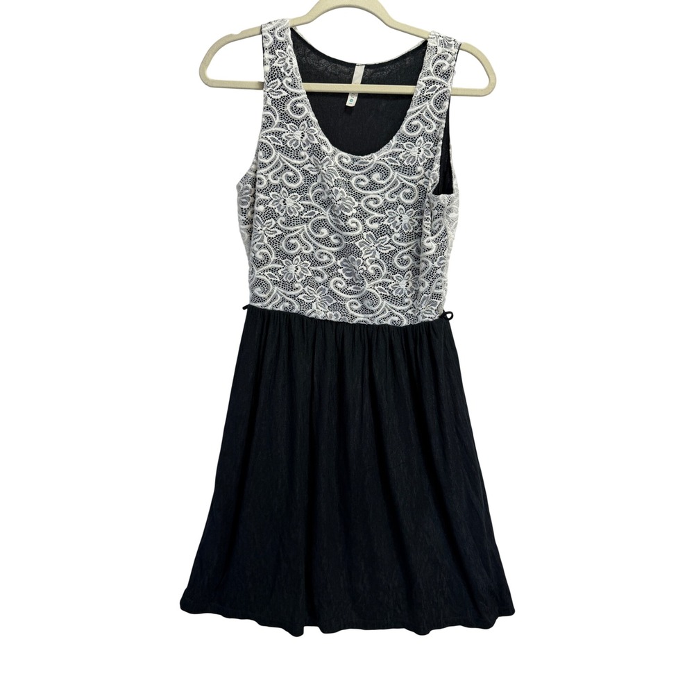 Gilli Kids Black White Floral Lace Sleeveless Fit Flare Dress D9563 Large